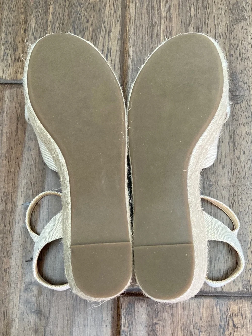 Talbots Pamela Twist Canvas Espadrille Wedges Beige sz 6 Coastal Nautical